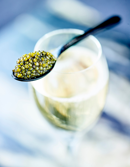 Serving spoon with caviar